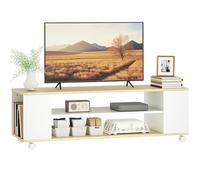 HOMCOM Mueble de TV Flotante y Ruedas con 2 Puertas y 2 Estantes para Televisores de hasta 55 Pulgadas 120x40x38,5 cm Blanco Aosom España