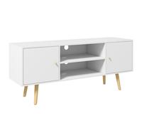 HOMCOM Mueble de TV con 2 Puertas 2 Estantes de Almacenamiento para Televisores de hasta 55 Pulgadas 120x34x50 cm Blanco