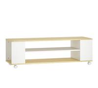 HOMCOM Mueble de TV con Ruedas Mesa para TV Flotante con 2 Estantes de Almacenamiento para Televisores de hasta 55 Pulgadas para Dormitorio 120x40x38,5 cm Natural y Blanco
