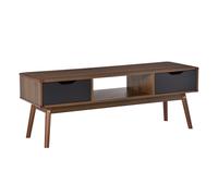 HOMCOM Mueble de TV para Televisión de 50 Pulgadas 122x39x46 cm Marrón | Mesa de Salón, 2 Cajones, Compartimento Abierto, Estilo Moderno