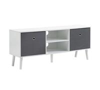 HOMCOM Mueble de TV Moderno para Televisores hasta 50" con 2 Cajones de Tela y Estantes Abiertos 110x29x46,5cm Blanco y Gris Aosom España