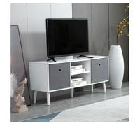 HOMCOM Mueble de TV Moderno para Televisores hasta 50" con 2 Cajones de Tela y Estantes Abiertos 110x29x46,5cm Blanco y Gris Aosom España