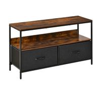 HOMCOM Mueble de TV Industrial para TVs de hasta 47" con Estante y 2 Cajones de Tela Plegables Marrón para Salón 98x29x56 cm Aosom España
