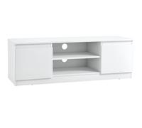 HOMCOM Mueble de TV Moderno Mesa de TV de Salón con 2 Puertas 2 Estantes Abiertos Mueble para Televisores de 55 Pulgadas 120x39,5x40 cm Blanco