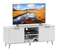 HOMCOM Mueble de TV Moderno para Salón con 2 Compartimentos Abiertos y 2 Puertas, Mueble para Televisión de 55 Pulgadas, 120x35x48 cm, Blanco