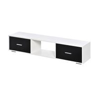 HOMCOM Mueble de TV para 60" con 2 Cajones 140x30x32 cm Blanco y Negro