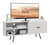 HOMCOM Mueble de TV para Salón Mesa para Televisores de 65 Pulgadas Mueble para TV Moderno con 2 Estantes Abiertos y 1 Estante Ajustable 145x38x65 cm Blanco