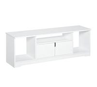 HOMCOM Mueble de TV para Televisor de hasta 42" Mesa para TV de Salón Moderna con Armario de Doble Puerta y 3 Compartimentos Abiertos 120x30x41cm Blanco