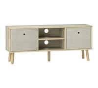 HOMCOM Mueble de TV para Televisores de hasta 50 Pulgadas con 2 Cajones de Tela y Estantes Abiertos Madera y Beige