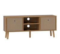 HOMCOM Mueble de TV para Televisores de hasta 50 Pulgadas con 2 Cajones de Tela y Estantes Abiertos Madera y Marrón