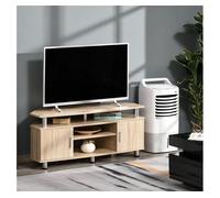 HOMCOM Mueble de TV para Televisores de hasta 55 Pulgadas Mesa para TV de Salón Moderna con 2 Puertas y 2 Estantes para Dormitorio 120x39,5x52 cm Roble