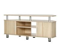 HOMCOM Mueble de TV para Televisores hasta 55 Pulgadas Mesa de Salón con 2 Puertas y 2 Estantes para Dormitorio 120x39,5x52 cm Roble Aosom España