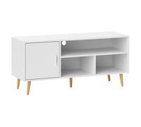 HOMCOM Mueble de TV Moderno para Televisores hasta 60" con Armario y 3 Compartimentos 120x40x55 cm para Salón Comedor Blanco Aosom España