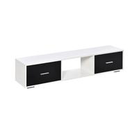 HOMCOM Mueble de TV Estilo Moderno para Televisores hasta 60" con 2 Cajones y Compartimento Abierto 140x30x32 cm Blanco y Negro Aosom España