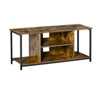 HOMCOM Mueble de TV para Televisores hasta 55 Pulgadas Mesa TV de Salón Estilo Industrial con 4 Compartimentos Estante Ajustable y Gestión de Cables 110x40x50 cm Marrón Rústico