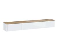 HOMCOM Mueble de TV Suspendido con Luces LED Enchufes Armario y 2 Cajones para Televisión 65 Pulgadas 140x24x20 cm Blanco