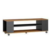 HOMCOM Mueble de TV Suspendido o de Pie con Ruedas 4 Estantes para Televisión de 55 Pulgadas 120x40x38,5 cm Nogal y Negro