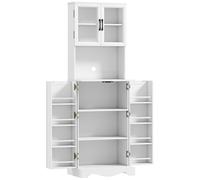 HOMCOM Mueble Despensa de Cocina con 2 Armarios y 8 Estantes, en Madera y Acrílico, 60x39.5x179.6 cm, Blanco Aosom España