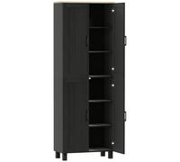 HOMCOM Mueble despensa de cocina en madera con 5 estantes ajustables y 4 puertas, 60x30x170.5 cm, Negro Aosom España