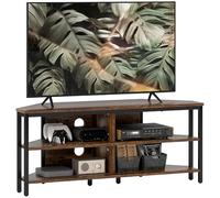 HOMCOM Mueble esquinero de TV para televisores de hasta 50 pulgadas, armario de TV con estantes de almacenamiento y agujeros para cables para sala de estar, dormitorio, marrón rústico