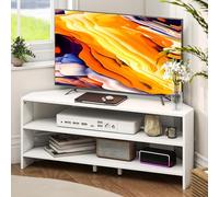 HOMCOM Mueble esquinero para TV de 47 Pulgadas, Moderno Mueble de TV con 2 estantes Abiertos para Sala de Estar, Dormitorio, Color Blanco