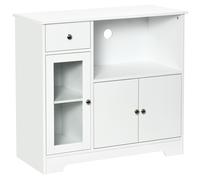 HOMCOM Mueble microondas buffet cocina armario de almacenamiento para cocina comedor 90x40x82 cm vidrio templado y madera Blanco Aosom España