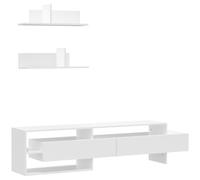 HOMCOM Mueble Moderno para Salón TV con Mesa para Televisor 180x33,5x42 cm y 2 Estantes de Pared 65x20x20 cm Diseño Elegante Blanco Aosom España