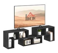 HOMCOM Mueble Modular TV 75" MAX con 2 Estantes en L y Estante Rectangular, Moderno Soporte de TV de Aglomerado para Sala de Estar, 134-180x30.5x44 cm, Negro