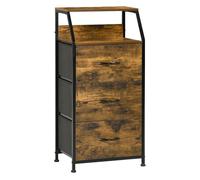 HOMCOM Mueble Organizador con Cajones Plegables 44x29x92 cm Marrón Rústico | Cajonera de Tela, Estante Abierto, Marco de Acero, Estilo Industrial, para Salón Recibidor Dormitorio