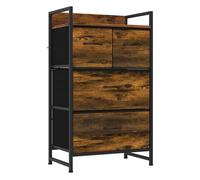 Homcom mueble organizador cajonera de tela con cajones plegables estante abierto y marco de acero estilo industrial para salón recibidor dormitorio 50x29x85 cm marrón rústico