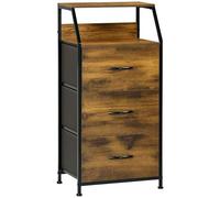 HOMCOM Cajonera Estilo Industrial con 3 Cajones de Tela Plegable Estante Abierto para Salón Oficina 44x29x92 cm Marrón Rústico Aosom España