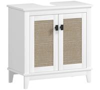 HOMCOM Mueble para Debajo del Lavabo con 2 Puertas 2 Estantes y Sistema Antivuelco para Cuarto Baño 60x30x60 cm Blanco