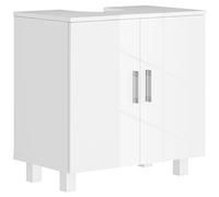 HOMCOM Mueble para Debajo del Lavabo con 2 Puertas 2 Estantes y Sistema Antivuelco para Cuarto Baño 60x35x60 cm Blanco