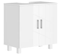 HOMCOM Mueble para Debajo del Lavabo Mueble bajo Lavabo Mueble de Lavabo con Pie con 2 Puertas 2 Estantes y Sistema Antivuelco para Cuarto Baño 60x35x60 cm Blanco