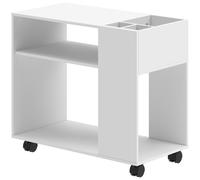 HOMCOM Mueble para Impresora con Ruedas Compartimentos Superiores Estantes Abiertos 70x36x60 cm Blanco