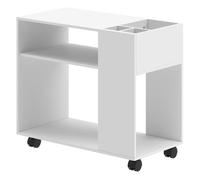 HOMCOM Mueble para Impresora con Ruedas, Soporte de Impresora con Compartimentos Superiores, Estantes Abiertos, para Oficina, Hogar, Estudio, 70x36x60 cm, Blanco