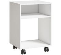 HOMCOM Mueble para Impresora de Madera con Ruedas con Freno y 2 Compartimentos Abiertos, 40x35x55 cm, para Oficina y Estudio, Blanco