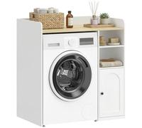 HOMCOM - Mueble para lavadora con compartimentos abiertos, puerta de cierre suave y grande, mueble de baño y lavadero, 93,5 x 60 x 100 cm, color blanco