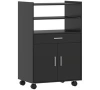 HOMCOM Mueble para Microondas de Madera con Cajón, Armario de 2 Puertas y 2 Estantes, 59x40x92 cm, Negro Aosom España