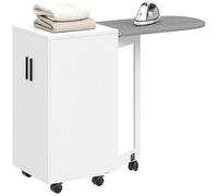 HOMCOM - Mueble para planchar 2 en 1, tabla de planchar plegable con ruedas con estante ajustable y bisagras de cierre suave, armario para espacios pequeños, lavadero, 128 x 43 x 83 cm, color blanco