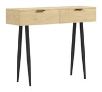 HOMCOM Mueble para Recibidor con 2 Cajones y Patas de Acero para Recibidor Entrada Pasillo 100x30x80,5 cm Roble