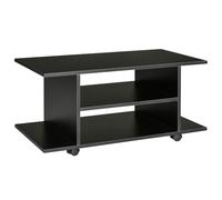 HOMCOM Mueble para Televisión Mesa para TV con Estantes y Ruedas con Bloqueo Superficie de Melamina 40x40x80 cm Negro Aosom España