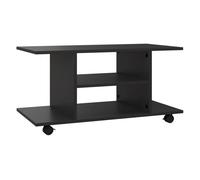 HOMCOM Mueble para Televisión Mesa para TV con Estantes y Ruedas con Bloqueo Superficie de Melamina 40x40x80 cm Negro Aosom España