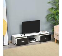 HOMCOM Mueble de TV Estilo Moderno para Televisores hasta 60" con 2 Cajones y Compartimento Abierto 140x30x32 cm Blanco y Negro Aosom España