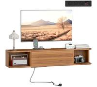 HOMCOM Mueble para TV suspendido con enchufes, USB y tipo C, mueble para TV de hasta 50", cajón deslizante, estantes abiertos, orificios para pasar cables para salón o dormitorio, 120 x 24 x 22,4 cm,
