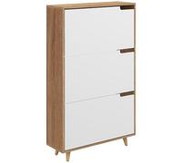 HOMCOM - Mueble para zapatos con 3 tapas, armario para zapatos, con estante ajustable, 72 x 24 x 119 cm, natural y blanco