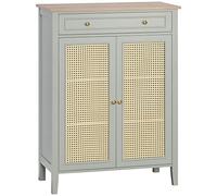 HOMCOM - Mueble para zapatos, mueble de almacenamiento para zapatos, mueble de entrada con 2 puertas, efecto canado, cajón, 80 x 40 x 110 cm