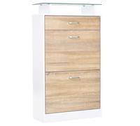 HOMCOM Mueble para Zapatos Multifuncional Zapatero con 3 Cajones Estante de Vidrio Asa de Aluminio Carga 50 kg 60x24x105,5 cm Blanco