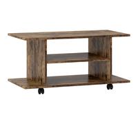 HOMCOM Mueble porta TV moderno con estantes, ruedas giratorias y frenos, 80x40x40 cm, Marrón Rústico Aosom España