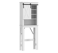 Homcom mueble sobre inodoro armario sobre inodoro con puerta corredera de granero y 6 compartimentos mueble de baño rústico 67x25x172 cm blanco 67 cm